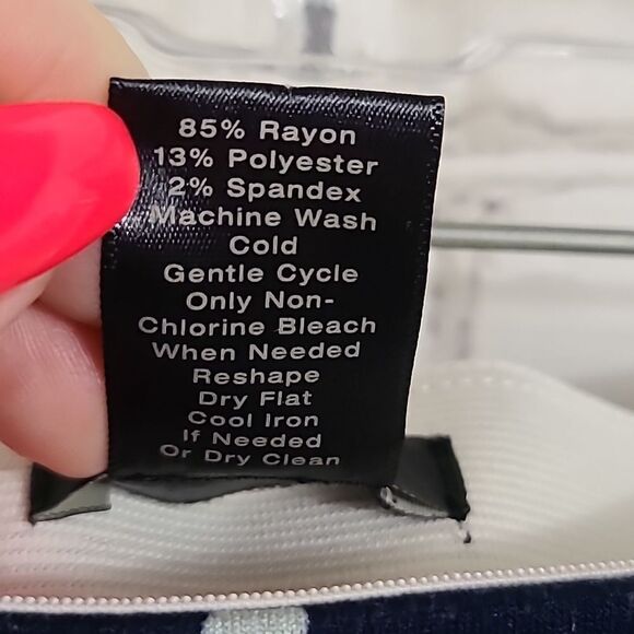 Ann Taylor Petite Navy Polka Dot Ponte Stretch Knit Pencil Skirt 4P Work Wear - Picture 5 of 7